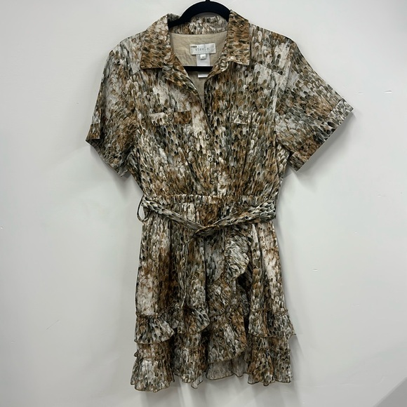 steele Dresses & Skirts - Steele brown cotton shirt dress ruffle M